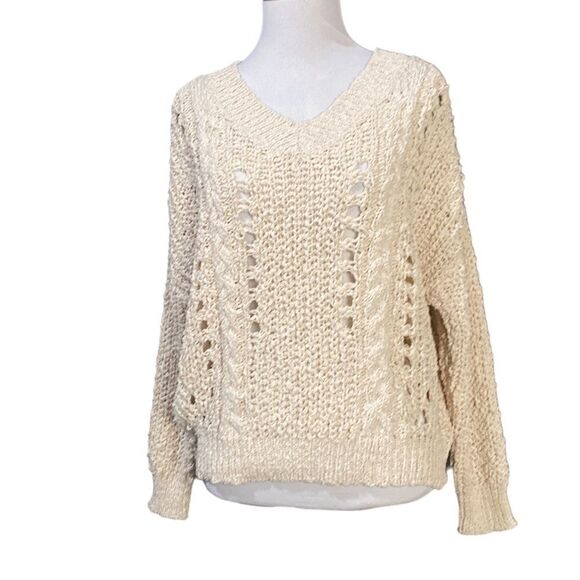 NWT She + Sky Cropped Length KNIT SWEATER TOP - Picture 1 of 9